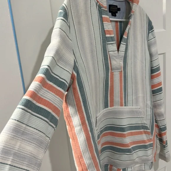 Pendleton orange and blue stripe fleece pullover - Picture 2 of 3